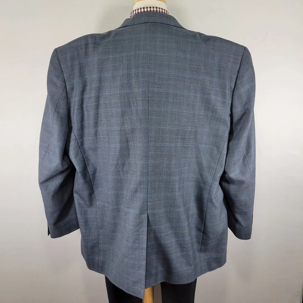 Oak‎ Hill Men's Sport Coat Blazer Two Button Blue Plaid Wool Size 54R